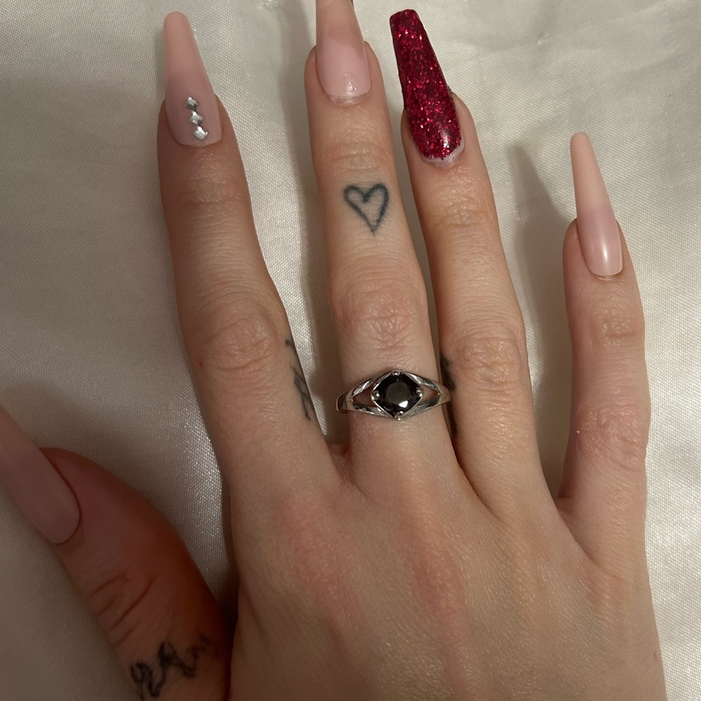 Silver ring with black stone #gothjewellery